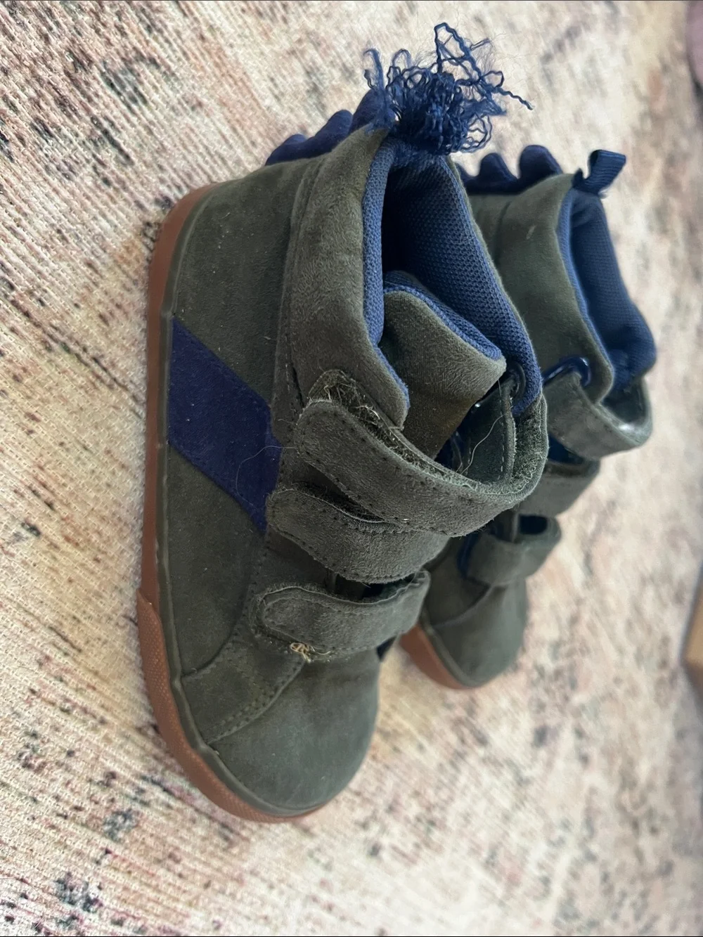 GAP Olive Green Suede Kids Hook-and-Loop Sneakers
